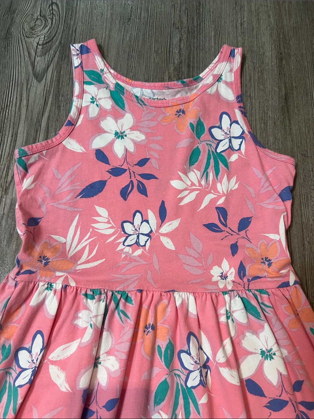 Carter's Pink Floral Sleeveless Tank Dress-Size 8 - Picture 3 of 4